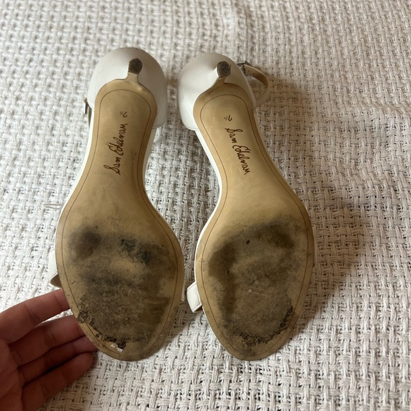 Sam Edelman White Ankle Sandal Heels Size 7.5 - Picture 7 of 7